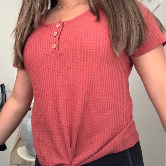 Waffle knit button top - Picture 2 of 4